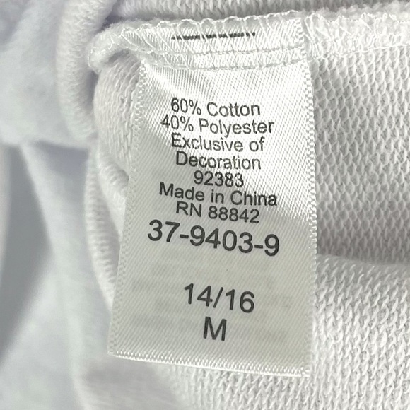 Roaman’s White Peek-A-Boo Sleeve Crewneck Sweater Sweatshirt Size 14/16 - Picture 8 of 10